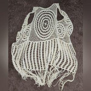 Vintage Crochet vest with fringe